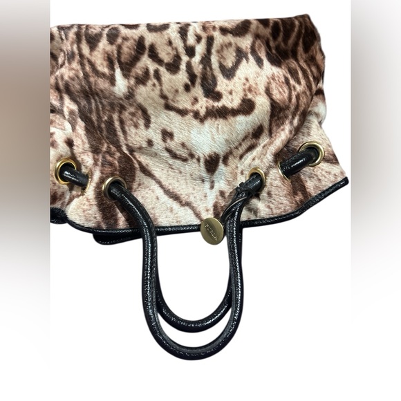 Furla Leather Trimmed Calf Hair Animal Print Satchel - Picture 8 of 11